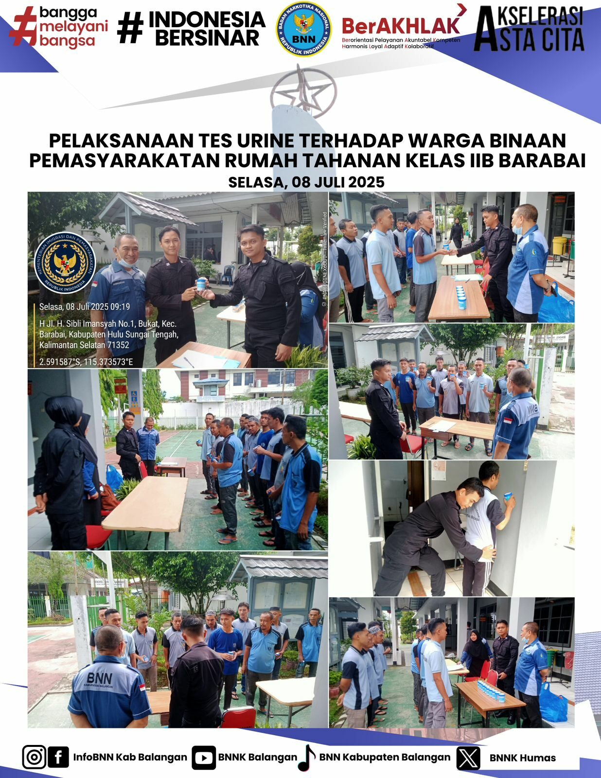 Pelaksanaan Tes Urine terhadap Warga Binaan Rumah Tahanan Kelas IIB Barabai Pelaksanaan Tes Urine terhadap Warga Binaan Rumah Tahanan Kelas IIB Barabai